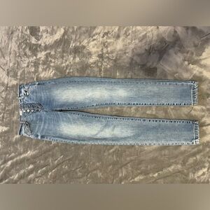 High-Rise Button Up Blue Skinny Jeans